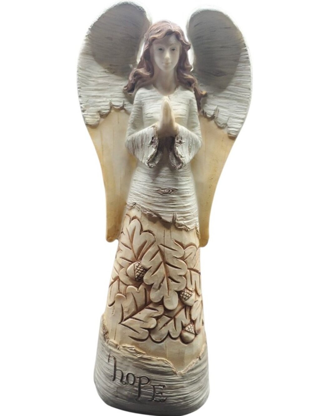 Young’s Inc. Hope Praying Angel Figurine Oak Leaves Acorns Rustic Décor 7.5